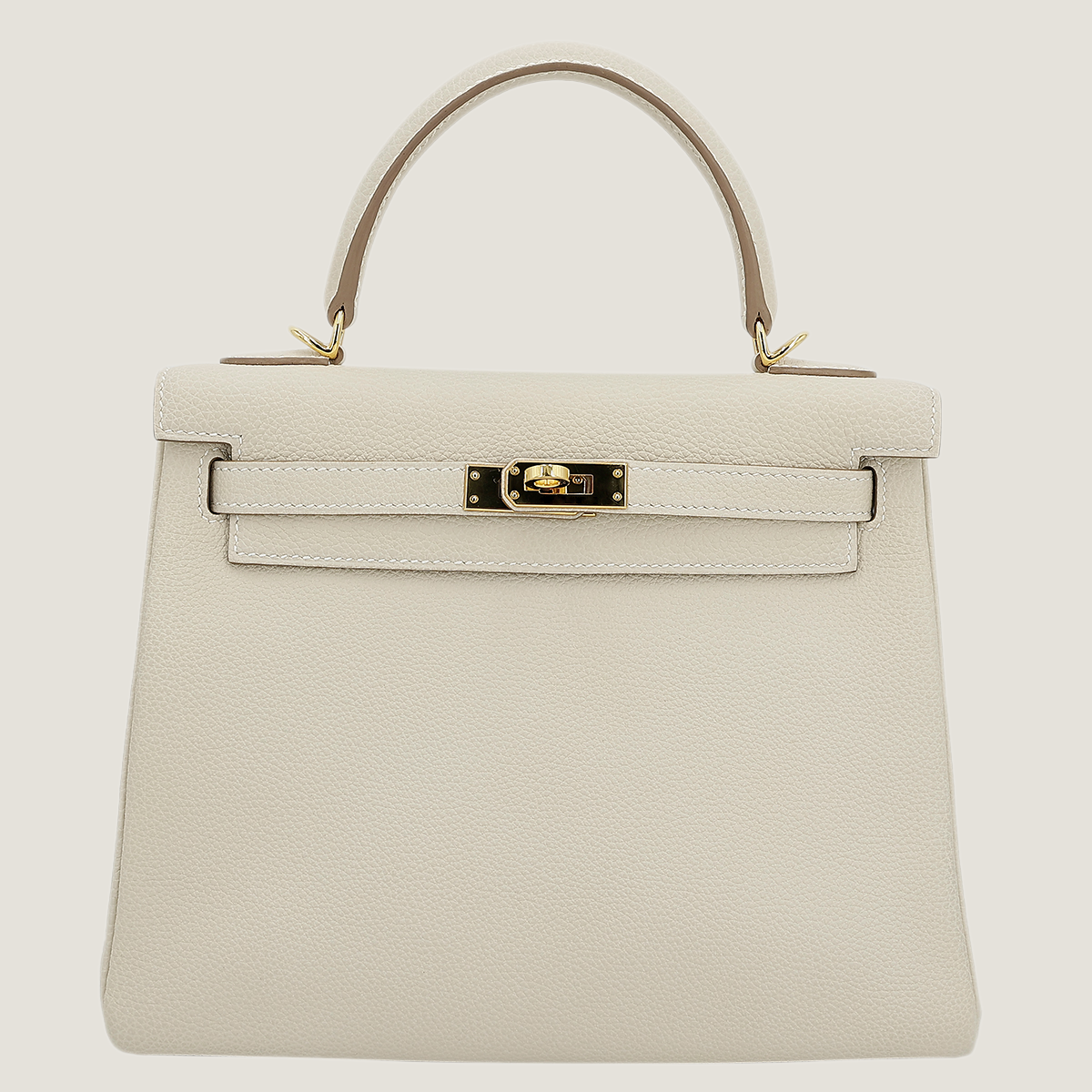 25cm Chalk White Pebbled Calfskin Handbag - Arvelle Paris