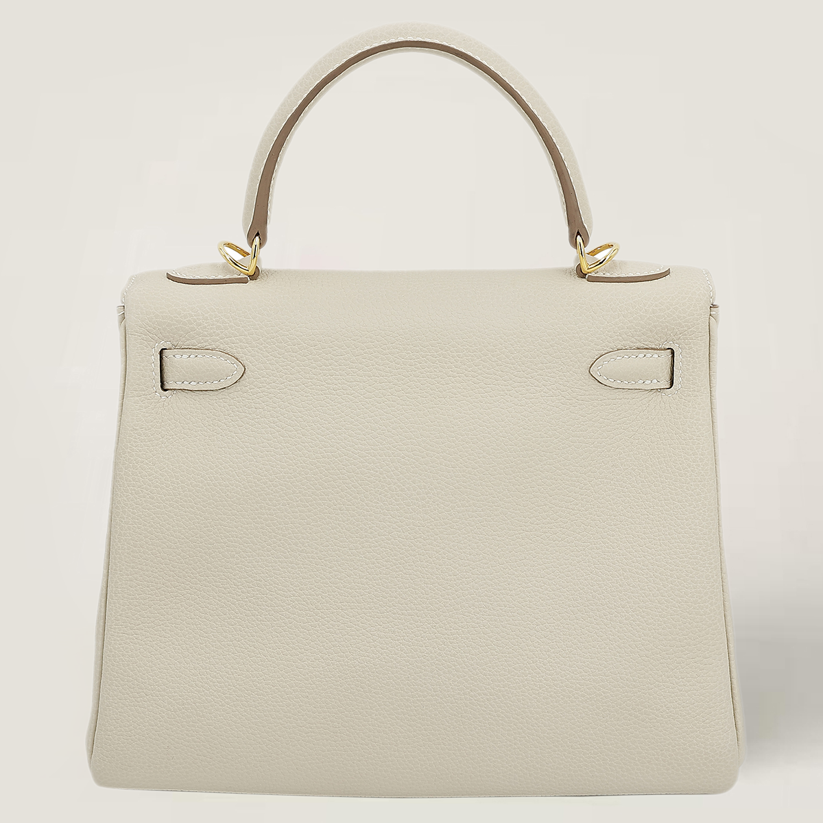 25cm Chalk White Pebbled Calfskin Handbag - Arvelle Paris