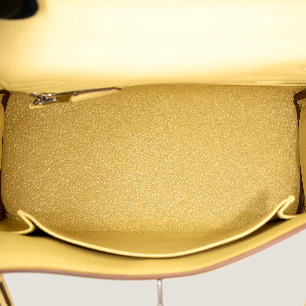 25cm Soft Yellow Pebbled Calfskin Handbag - Arvelle Paris