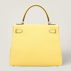 25cm Soft Yellow Pebbled Calfskin Handbag - Arvelle Paris