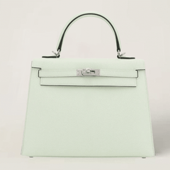 25cm Sparkling Green Cross-Grain Calfskin Handbag - Arvelle Paris