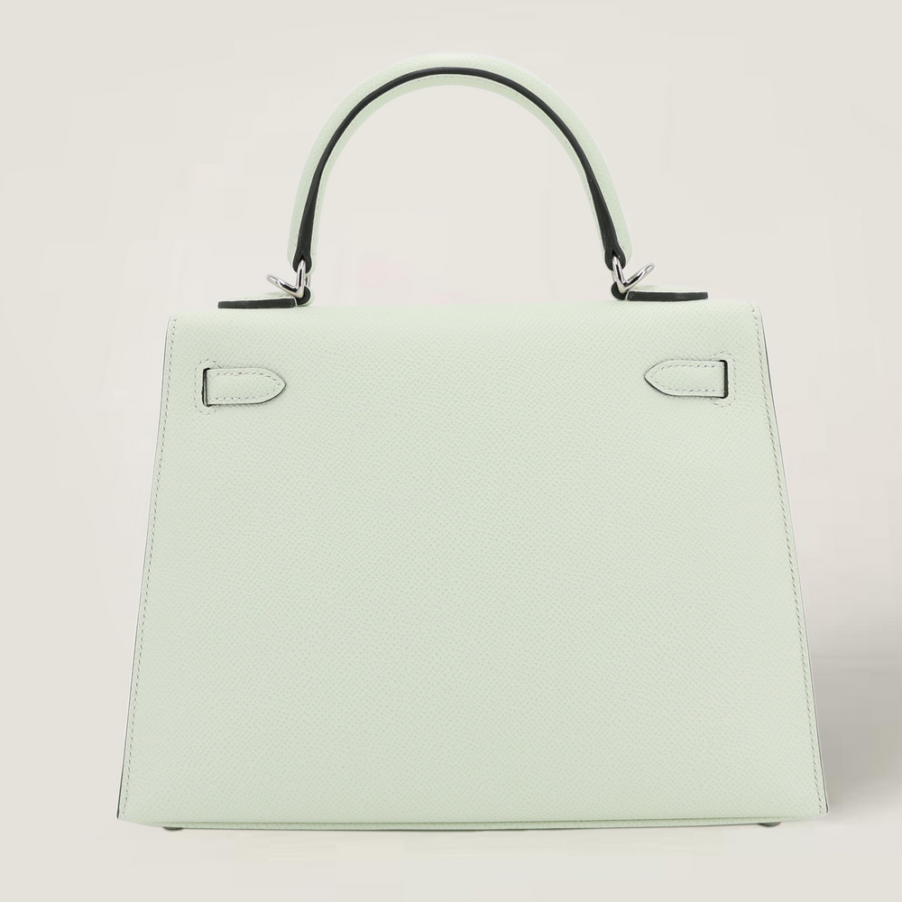25cm Sparkling Green Cross-Grain Calfskin Handbag - Arvelle Paris