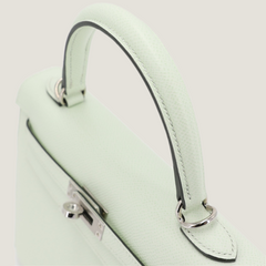 25cm Sparkling Green Cross-Grain Calfskin Handbag - Arvelle Paris