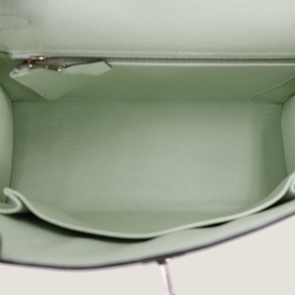 25cm Sparkling Green Cross-Grain Calfskin Handbag - Arvelle Paris