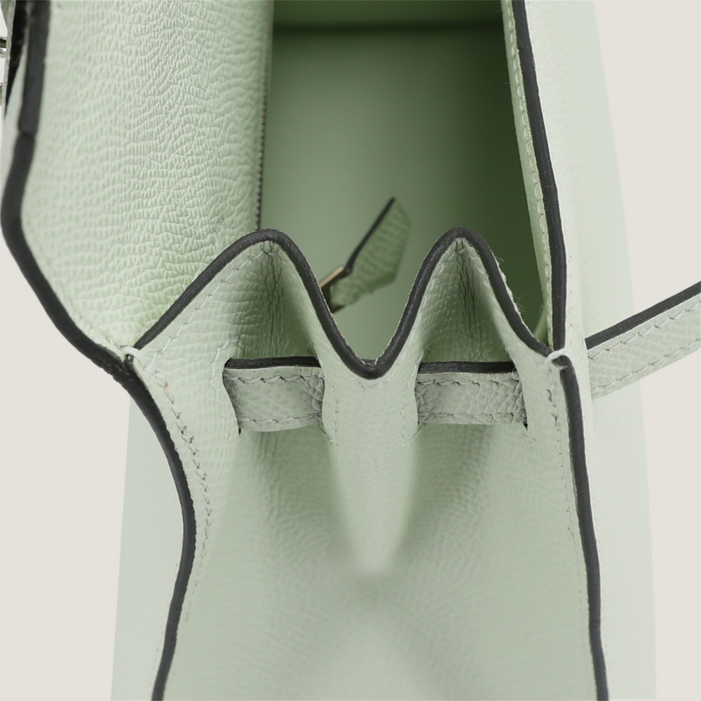 25cm Sparkling Green Cross-Grain Calfskin Handbag - Arvelle Paris