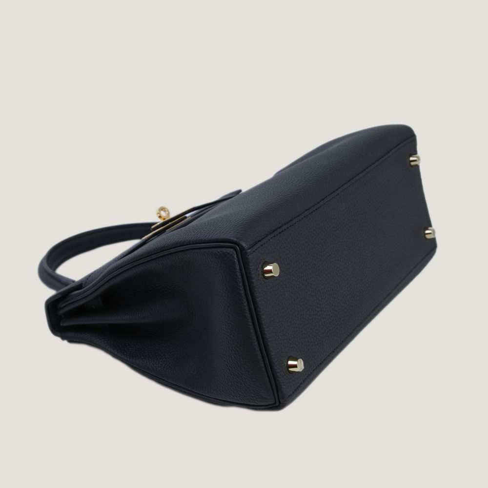 28cm Black Pebbled Calfskin Handbag - Arvelle Paris