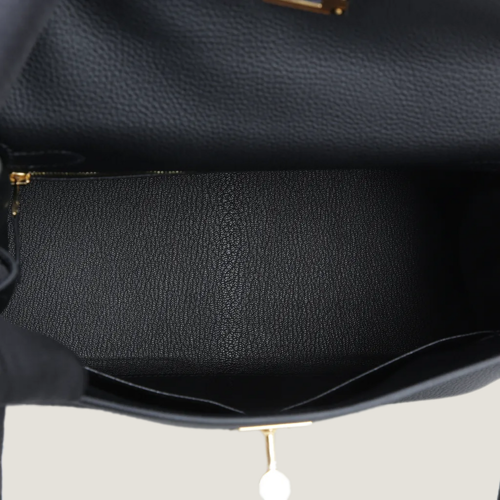 28cm Black Pebbled Calfskin Handbag - Arvelle Paris
