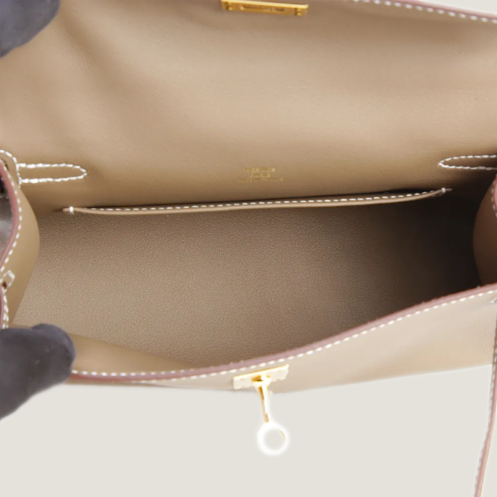 Taupe Smooth Calfskin Clutch - Arvelle Paris