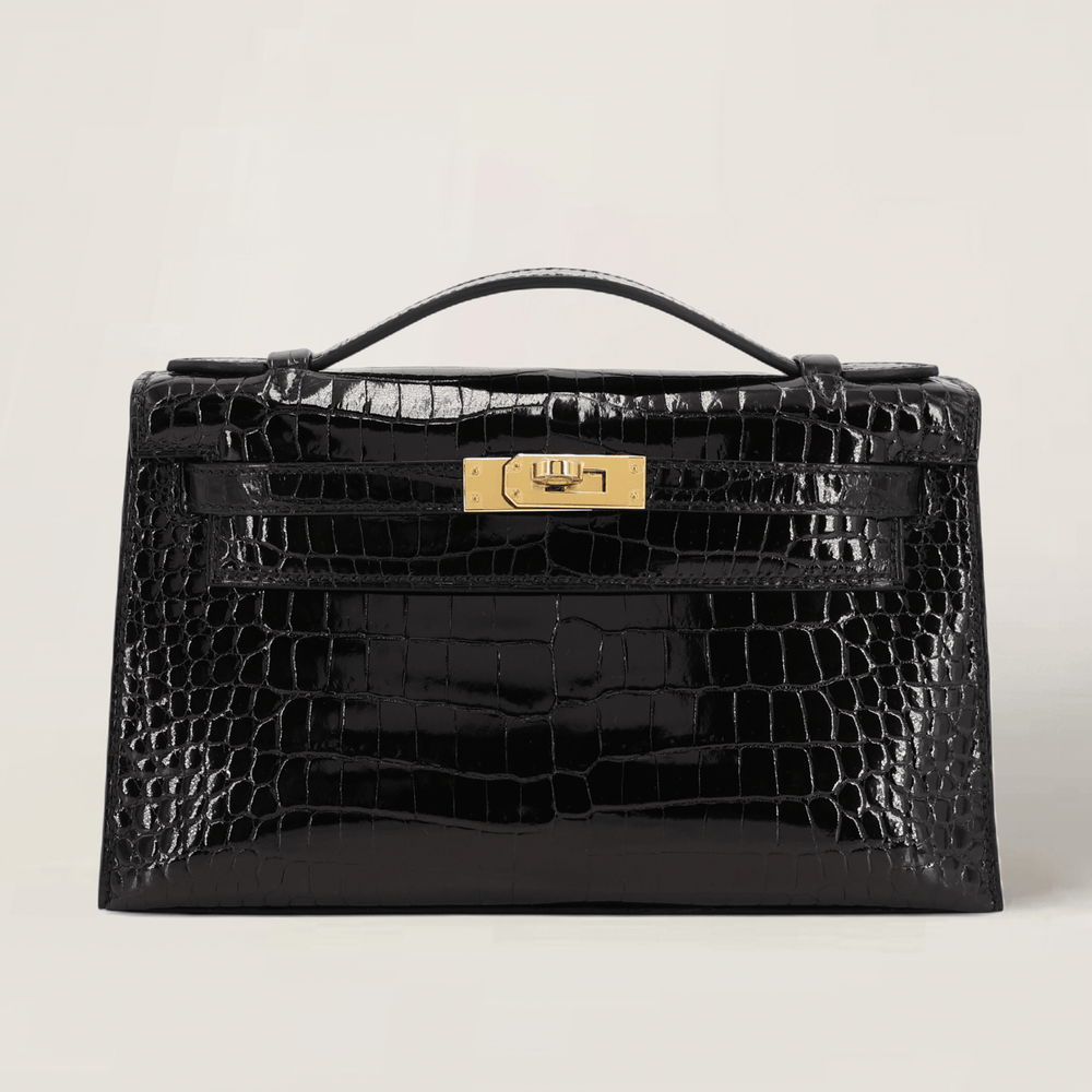 Black Premium Crocodile Clutch - Arvelle Paris