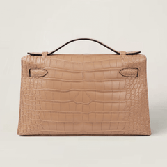 Chai Beige Matte Alligator Clutch - Arvelle Paris
