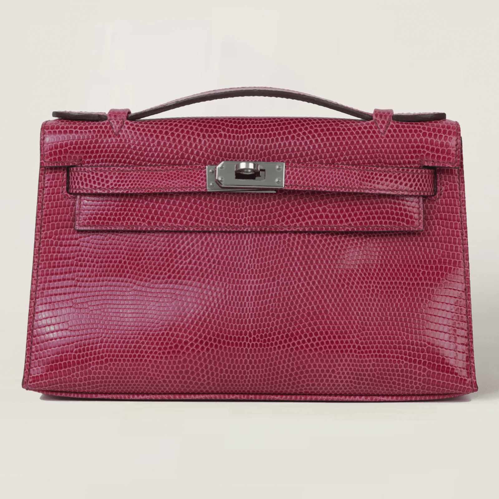 Fuchsia Lizard Leather Clutch - Arvelle Paris