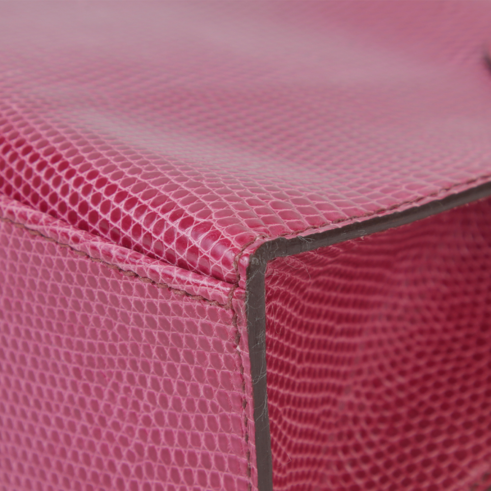 Fuchsia Lizard Leather Clutch - Arvelle Paris