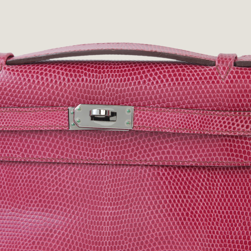 Fuchsia Lizard Leather Clutch - Arvelle Paris