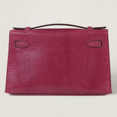 Fuchsia Lizard Leather Clutch - Arvelle Paris