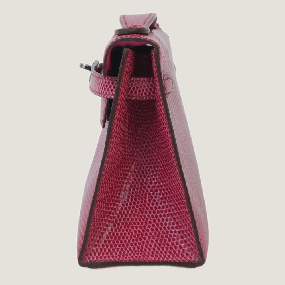 Fuchsia Lizard Leather Clutch - Arvelle Paris