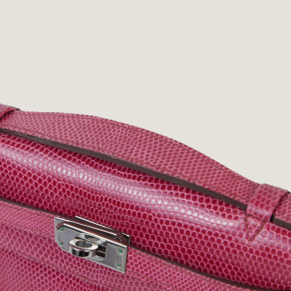 Fuchsia Lizard Leather Clutch - Arvelle Paris