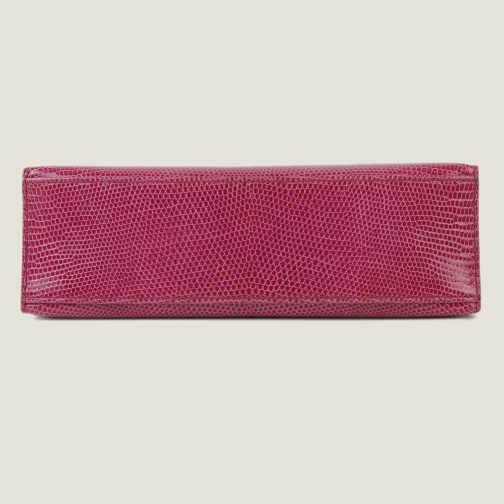 Fuchsia Lizard Leather Clutch - Arvelle Paris