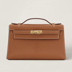 Champagne Gold Smooth Calfskin Clutch - Arvelle Paris