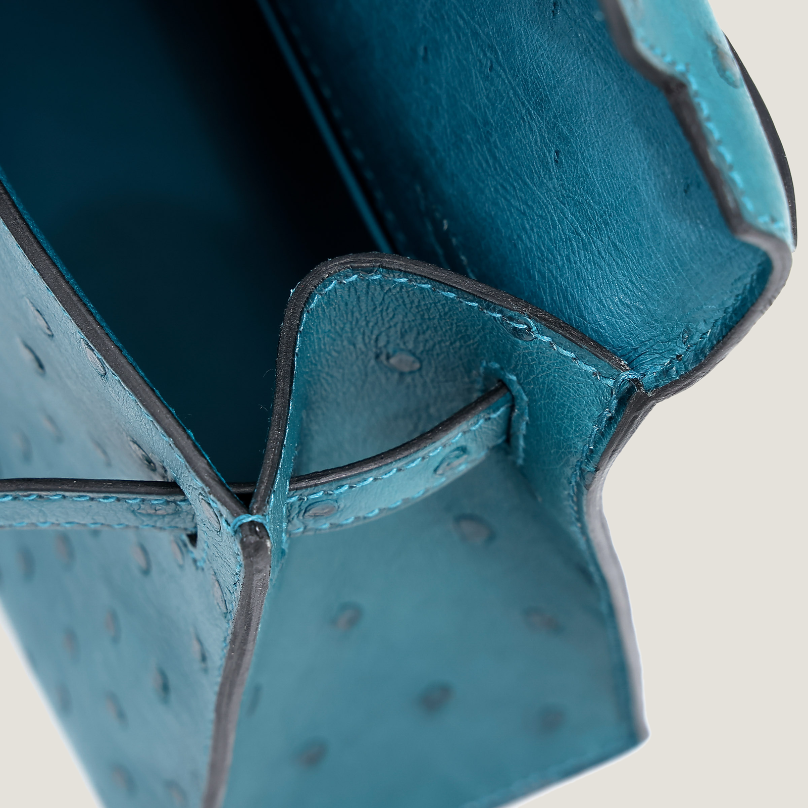 Teal Blue Ostrich Leather Clutch - Arvelle Paris