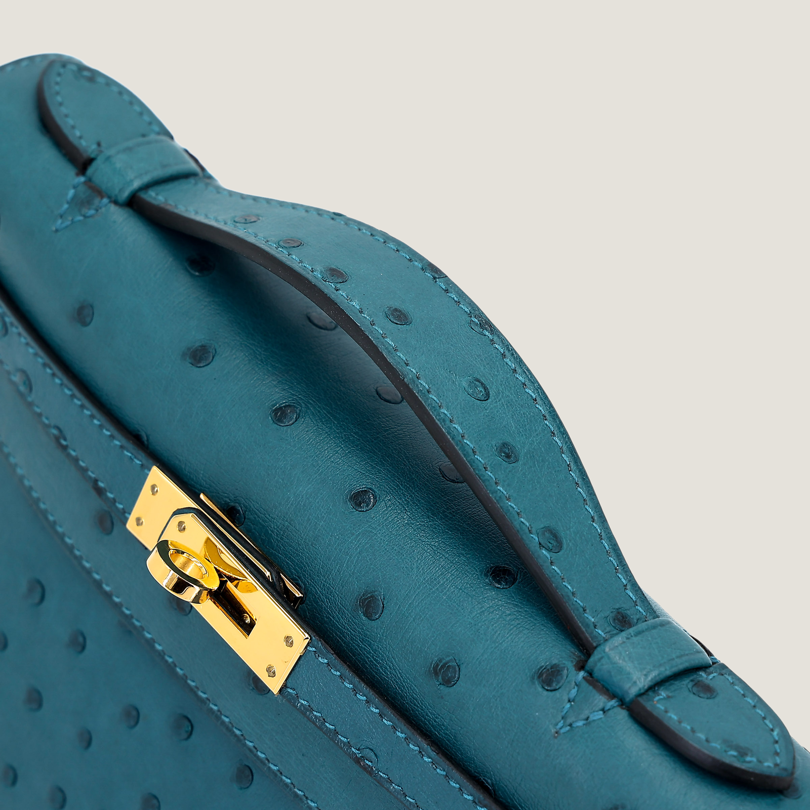 Teal Blue Ostrich Leather Clutch - Arvelle Paris