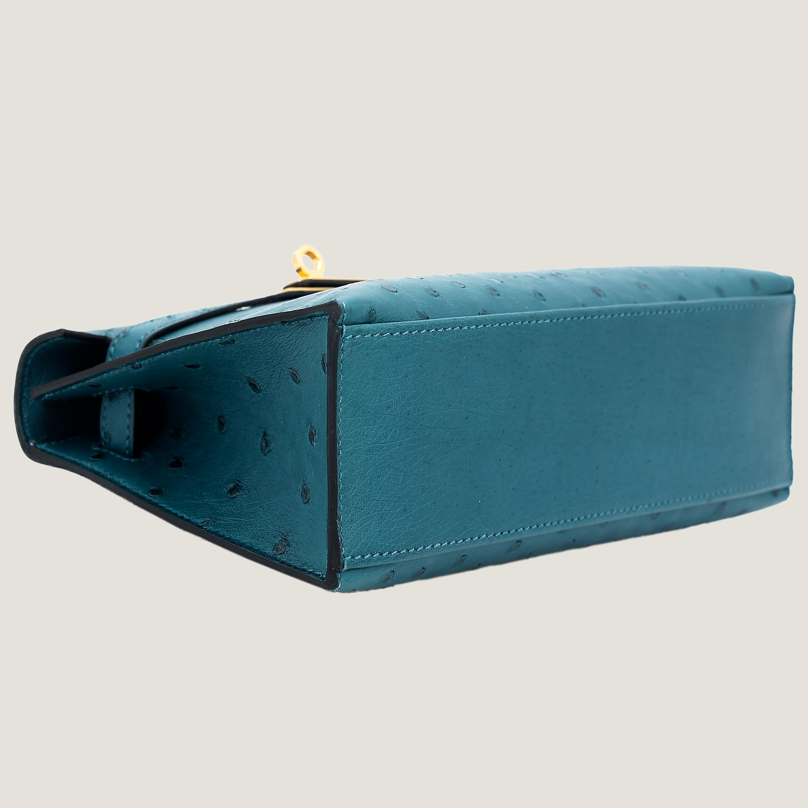 Teal Blue Ostrich Leather Clutch - Arvelle Paris