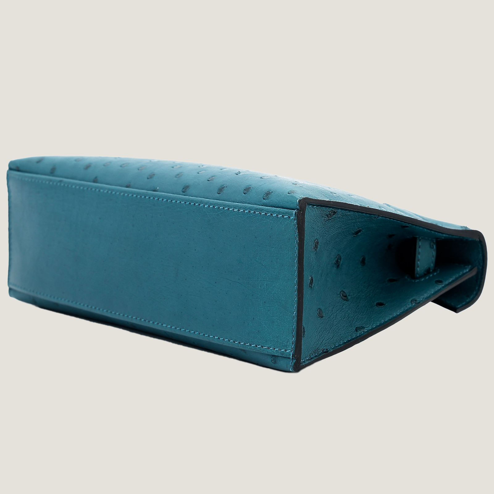 Teal Blue Ostrich Leather Clutch - Arvelle Paris