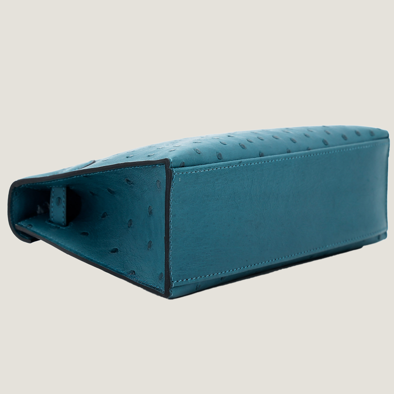 Teal Blue Ostrich Leather Clutch - Arvelle Paris