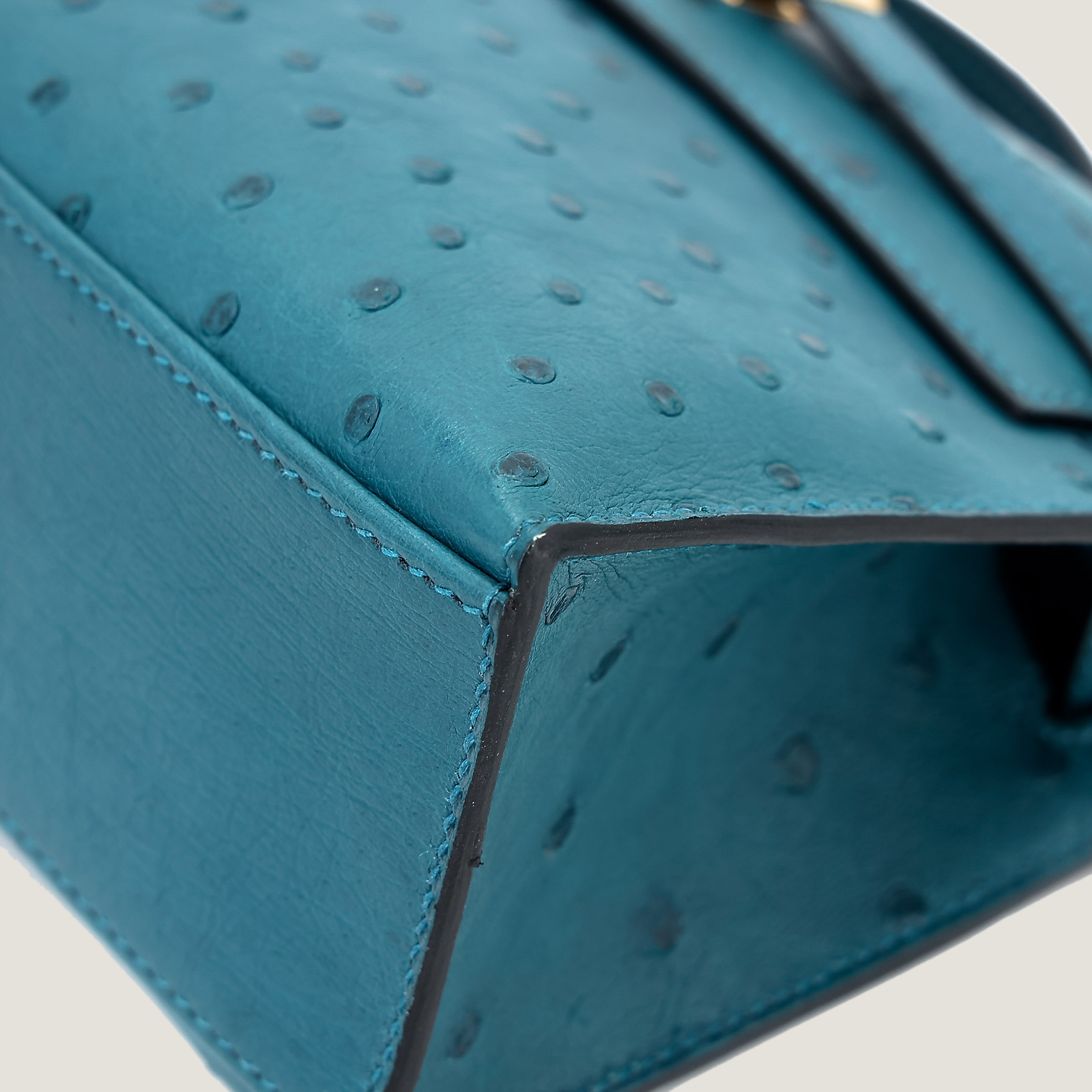 Teal Blue Ostrich Leather Clutch - Arvelle Paris