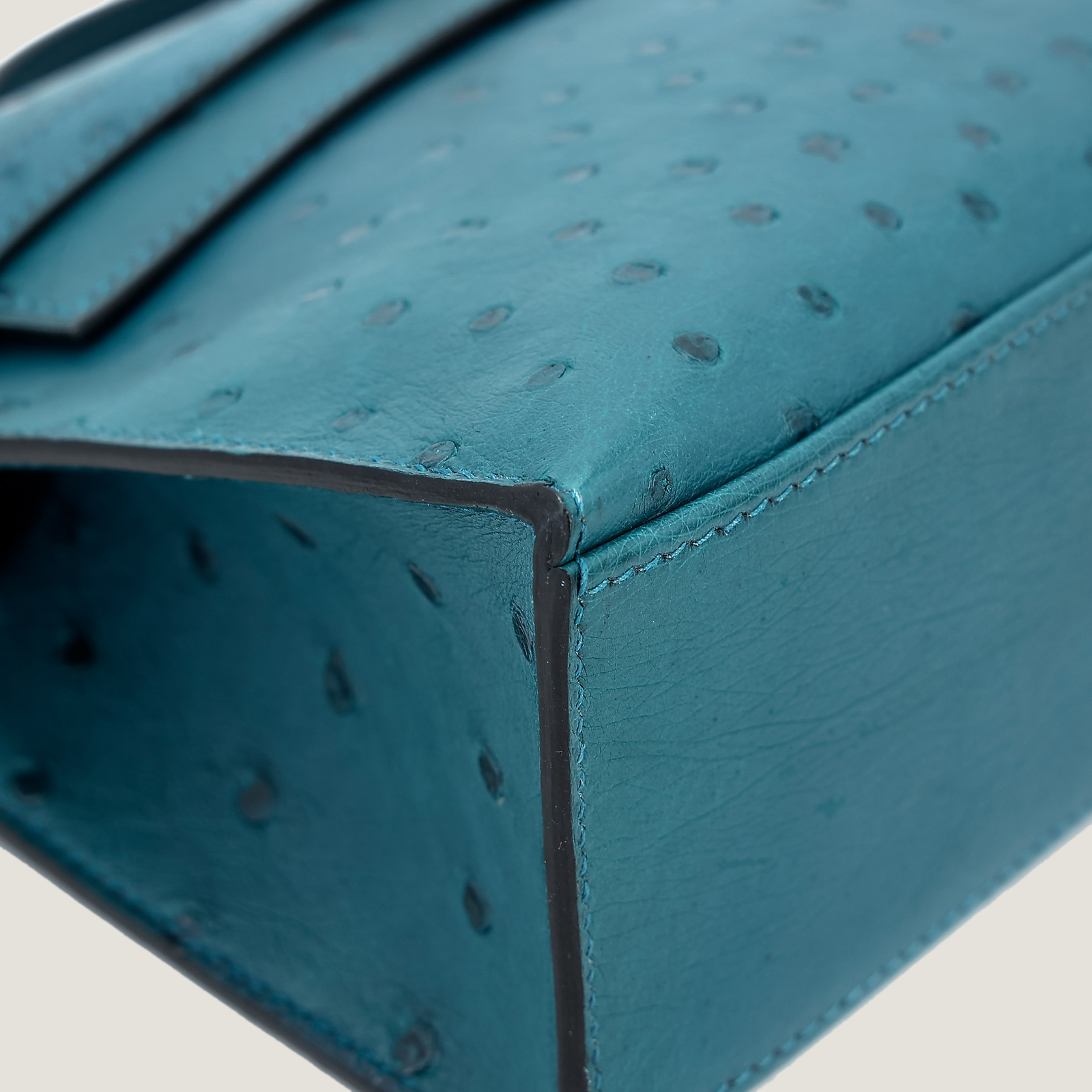 Teal Blue Ostrich Leather Clutch - Arvelle Paris