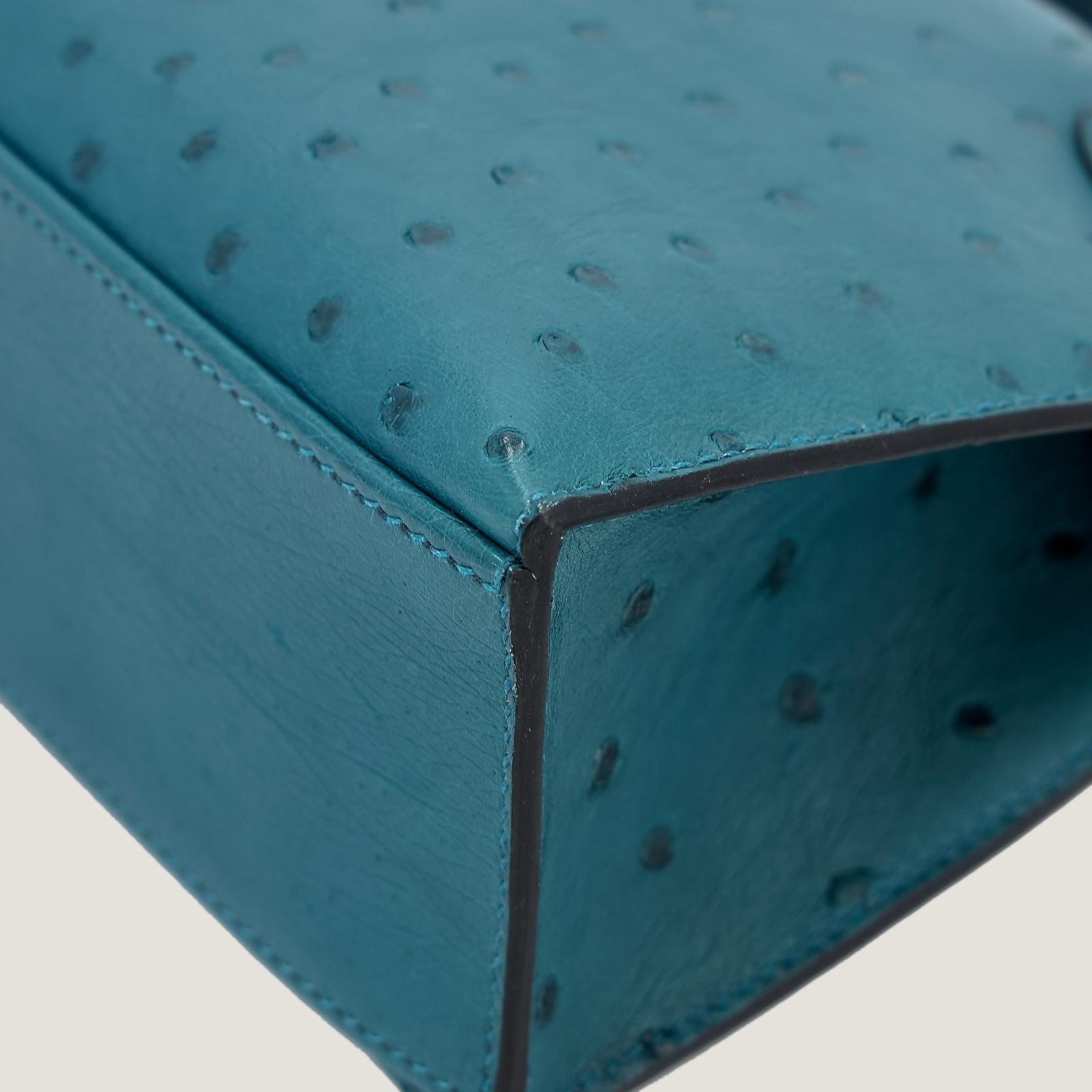 Teal Blue Ostrich Leather Clutch - Arvelle Paris