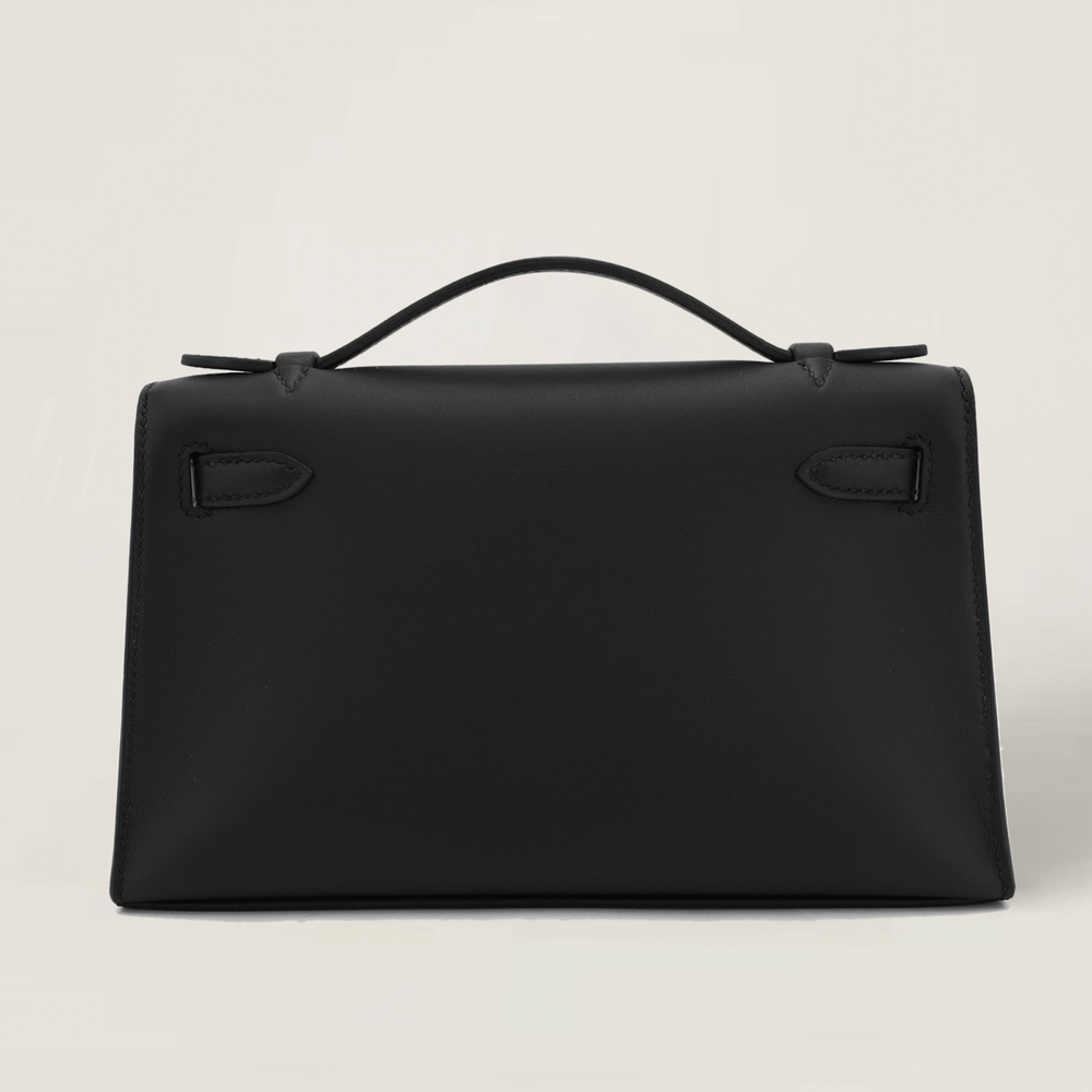 Black Smooth Calfskin Clutch - Arvelle Paris