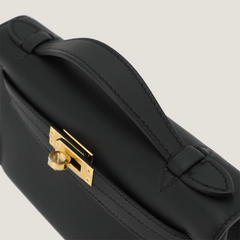 Black Smooth Calfskin Clutch - Arvelle Paris