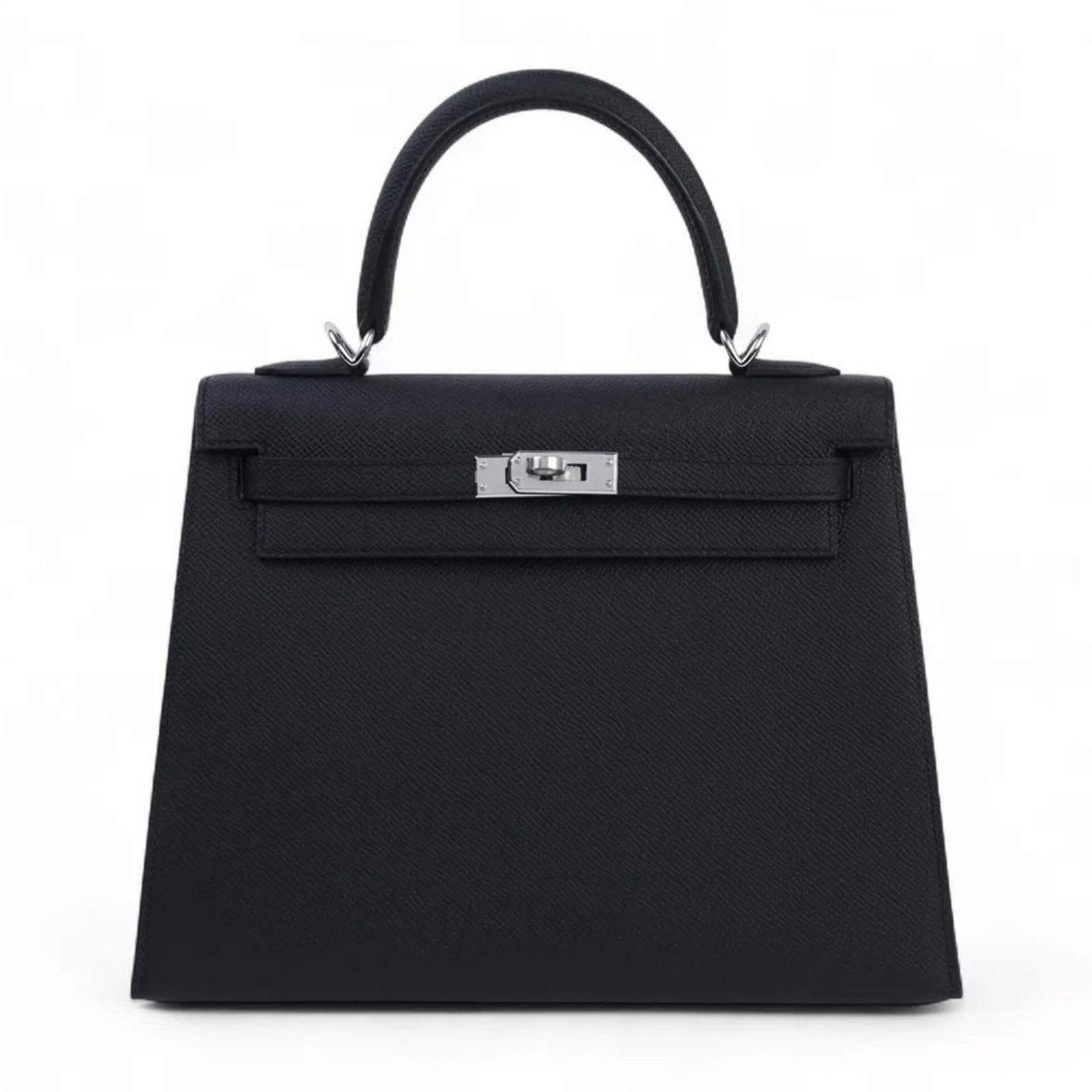 25cm Black Cross-Grain Calfskin Handbag - Arvelle Paris