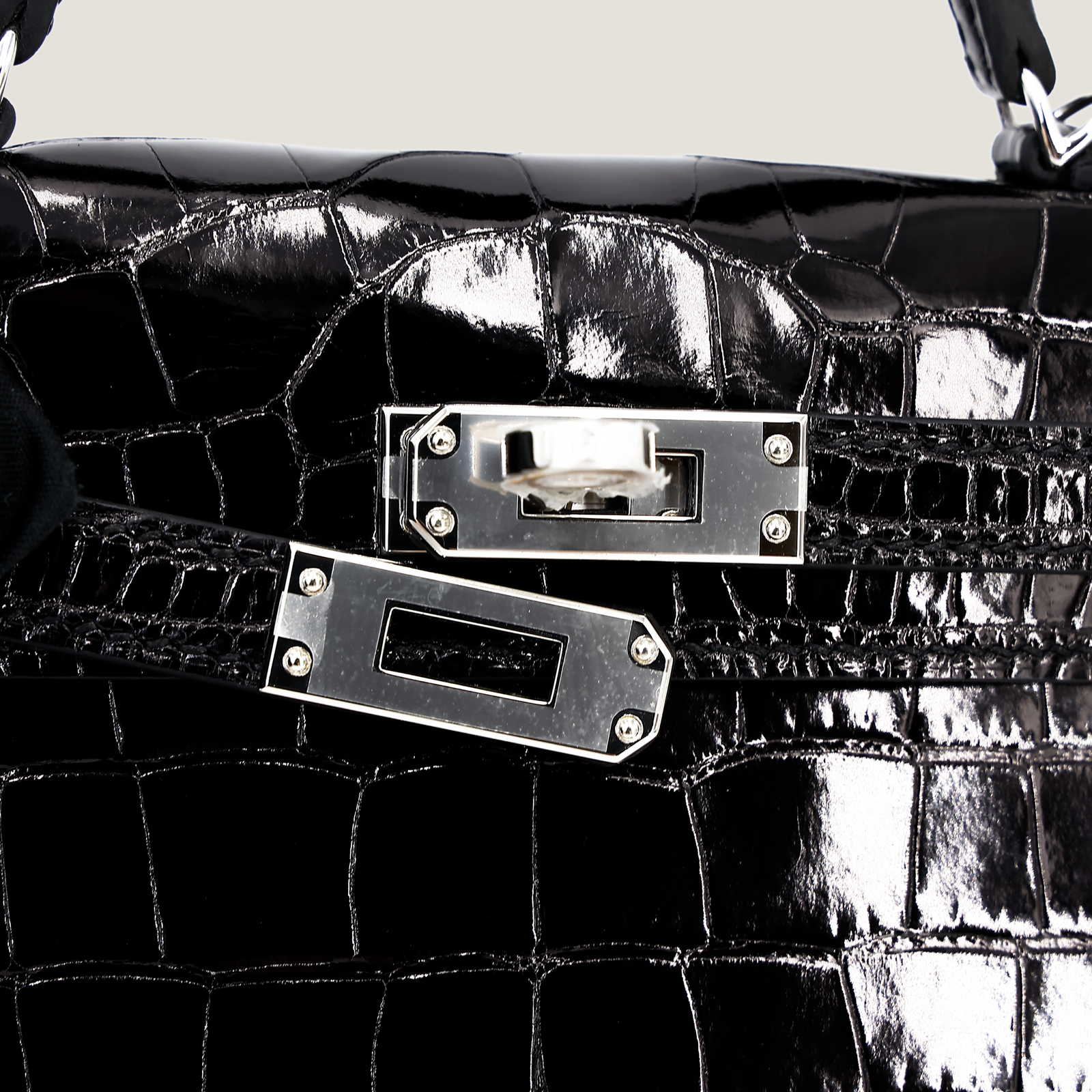 Arvelle Compact II Black Shiny Alligator Handbag - Arvelle Paris