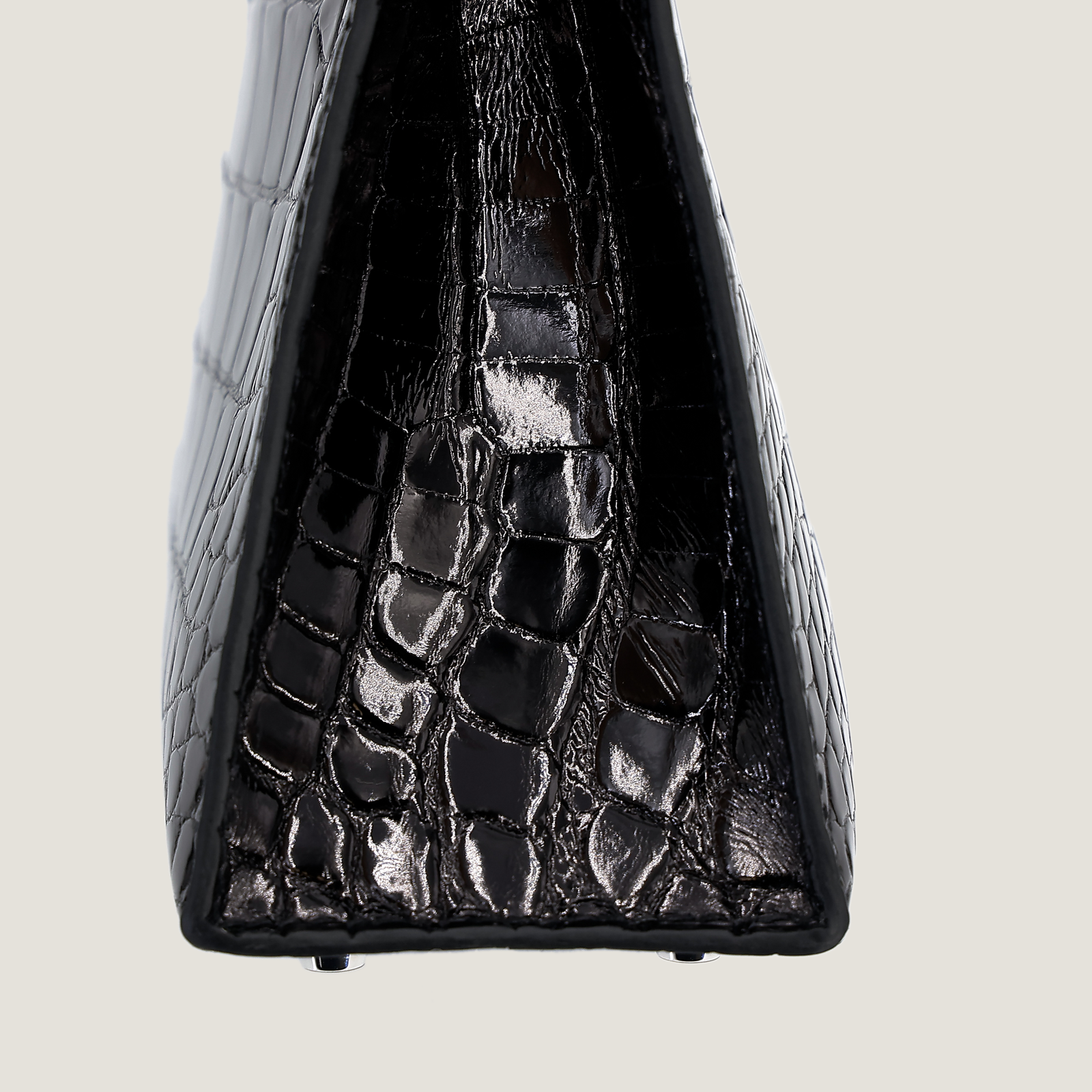 Arvelle Compact II Black Shiny Alligator Handbag - Arvelle Paris
