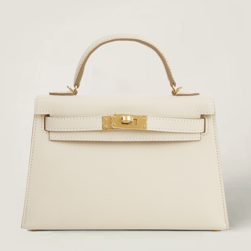 Arvelle Compact II Chalk White Cross-Grain Calfskin Handbag - Arvelle Paris