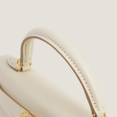 Arvelle Compact II Chalk White Cross-Grain Calfskin Handbag - Arvelle Paris