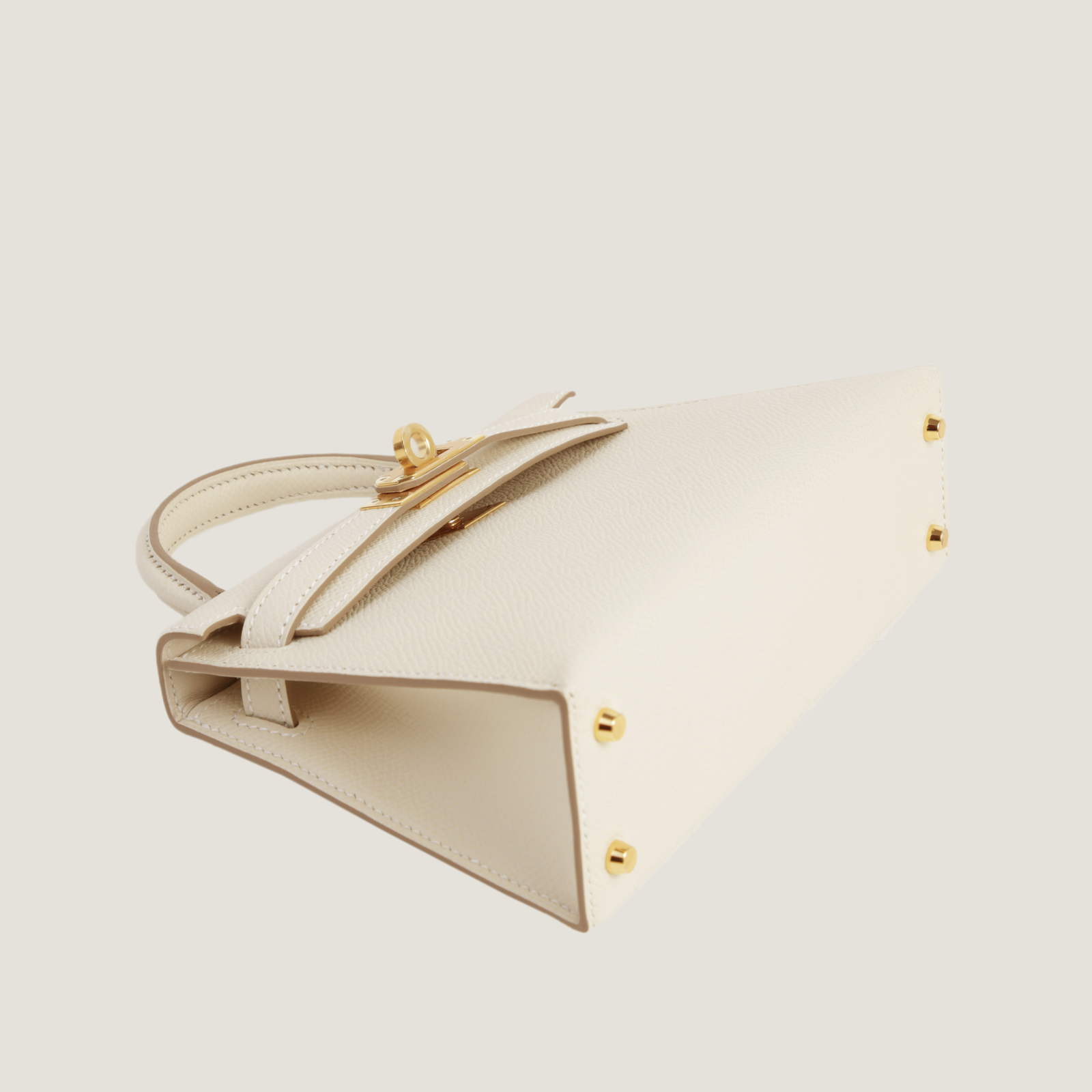 Arvelle Compact II Chalk White Cross-Grain Calfskin Handbag - Arvelle Paris