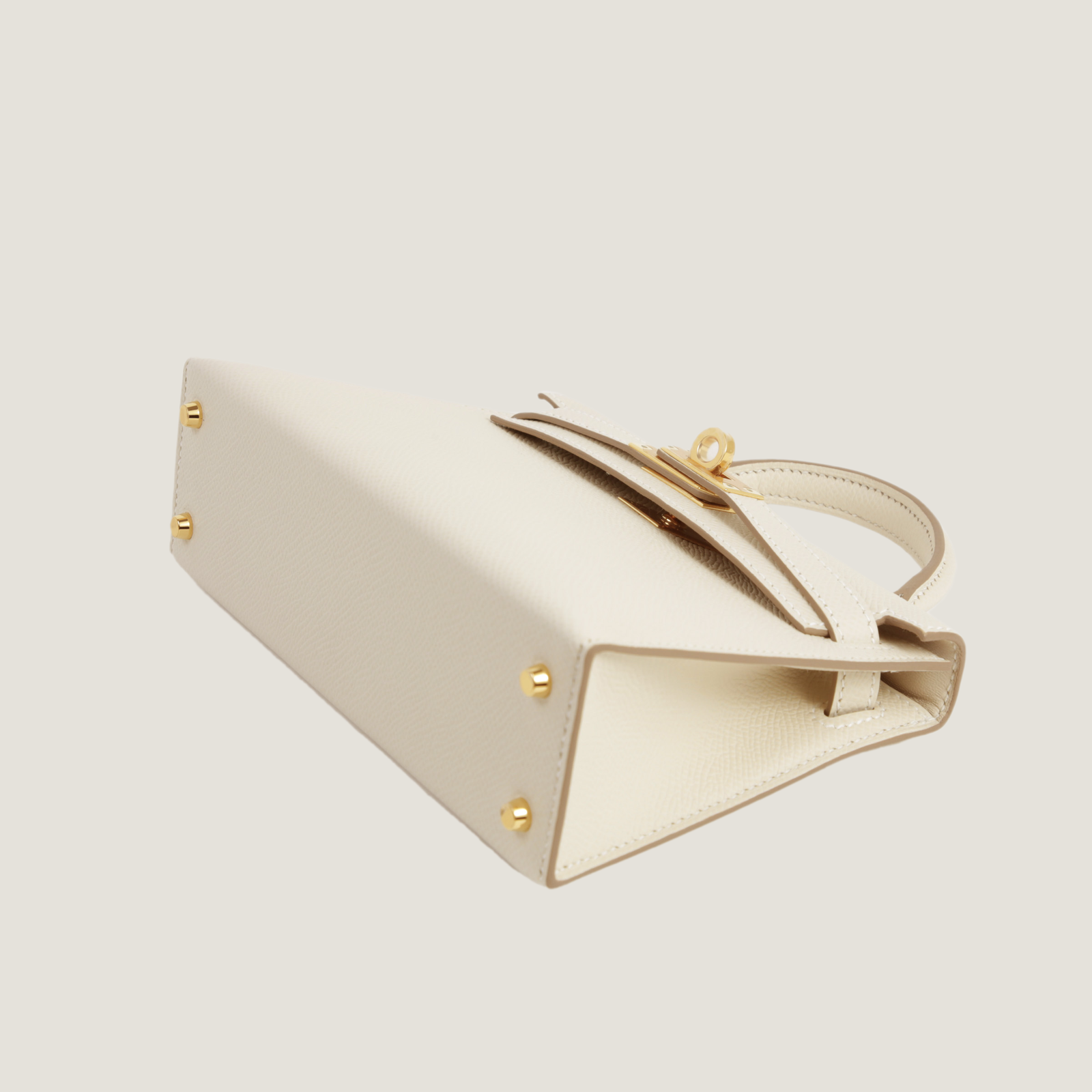 Arvelle Compact II Chalk White Cross-Grain Calfskin Handbag - Arvelle Paris