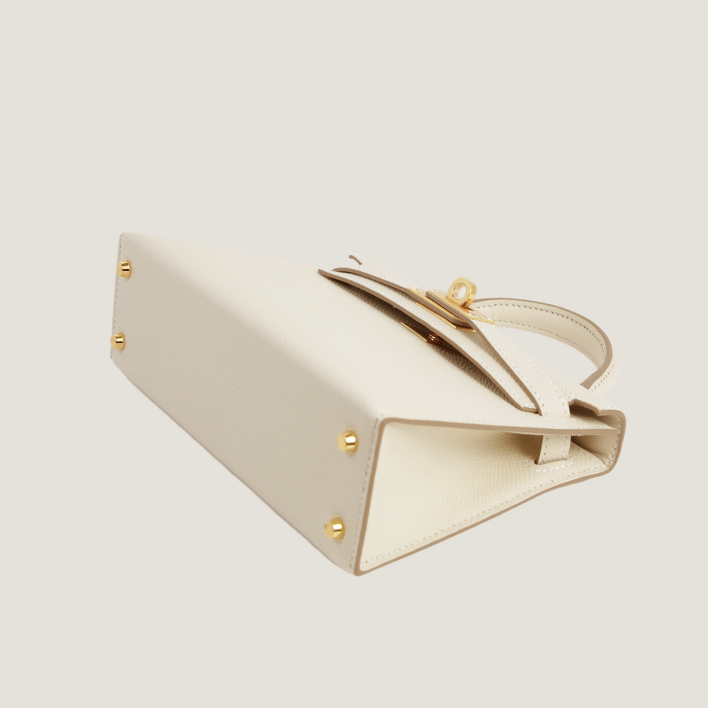 Arvelle Compact II Chalk White Cross-Grain Calfskin Handbag - Arvelle Paris
