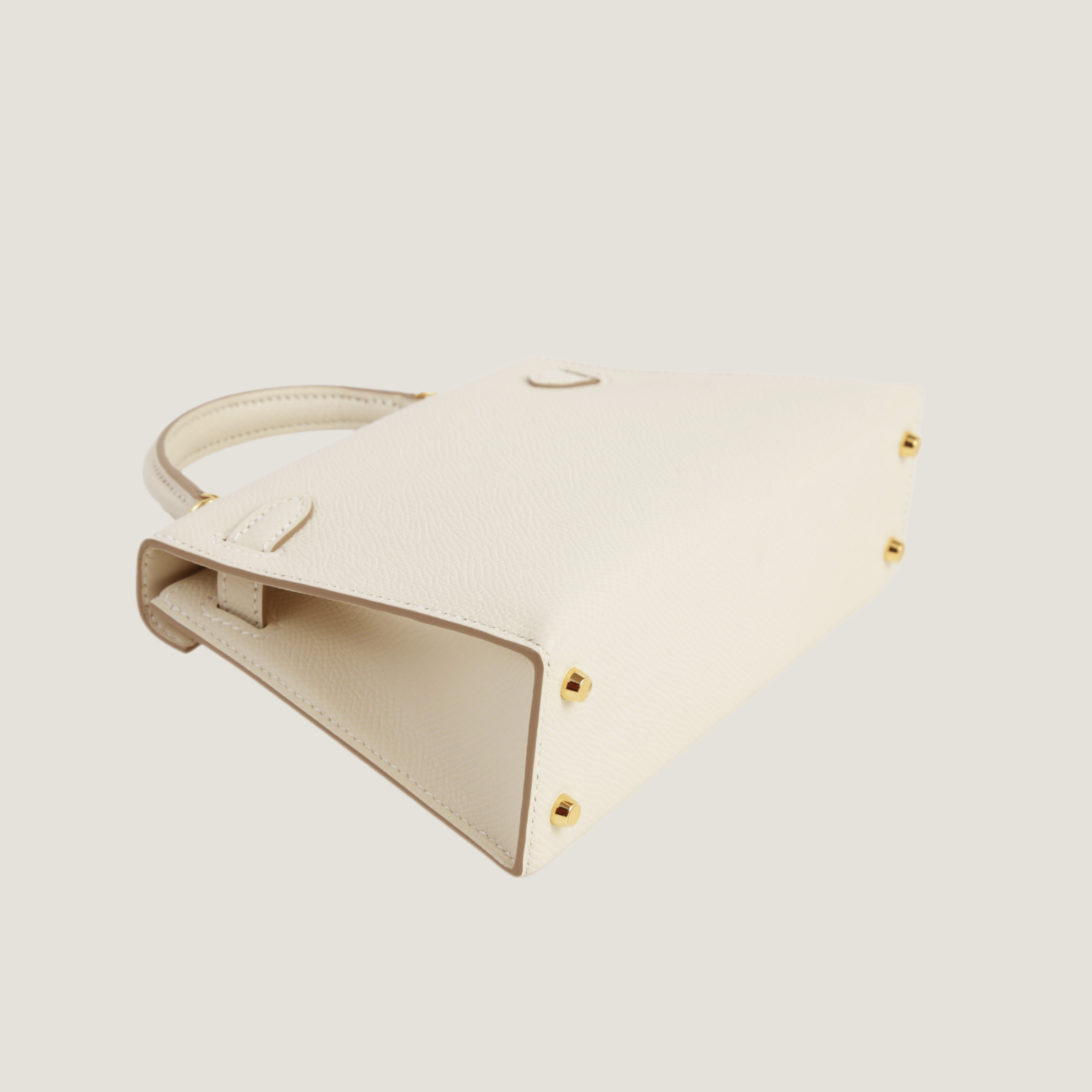 Arvelle Compact II Chalk White Cross-Grain Calfskin Handbag - Arvelle Paris