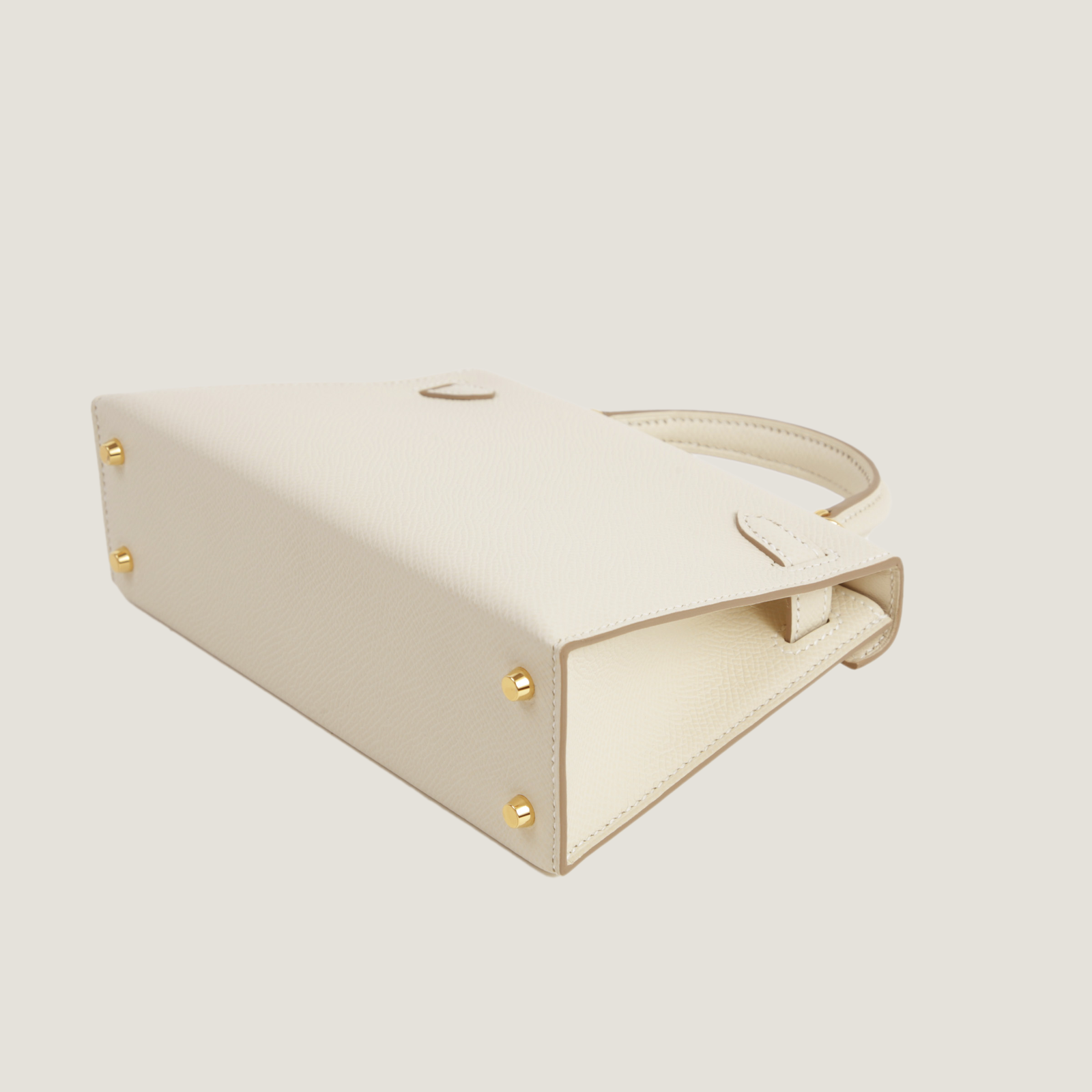 Arvelle Compact II Chalk White Cross-Grain Calfskin Handbag - Arvelle Paris