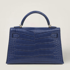 Arvelle Compact II Sapphire Blue Matte Alligator Handbag - Arvelle Paris