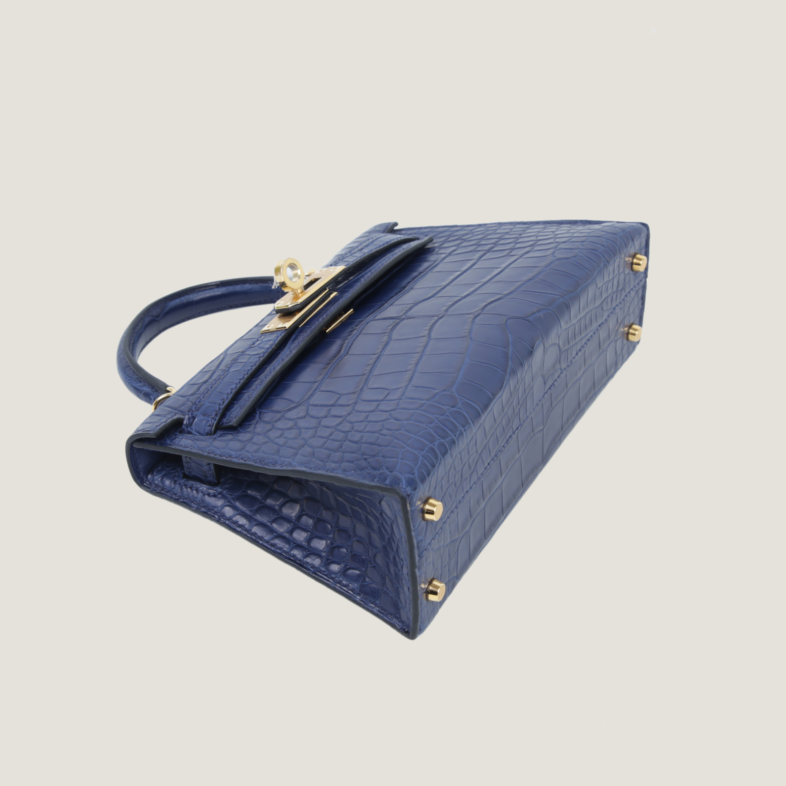 Arvelle Compact II Sapphire Blue Matte Alligator Handbag - Arvelle Paris