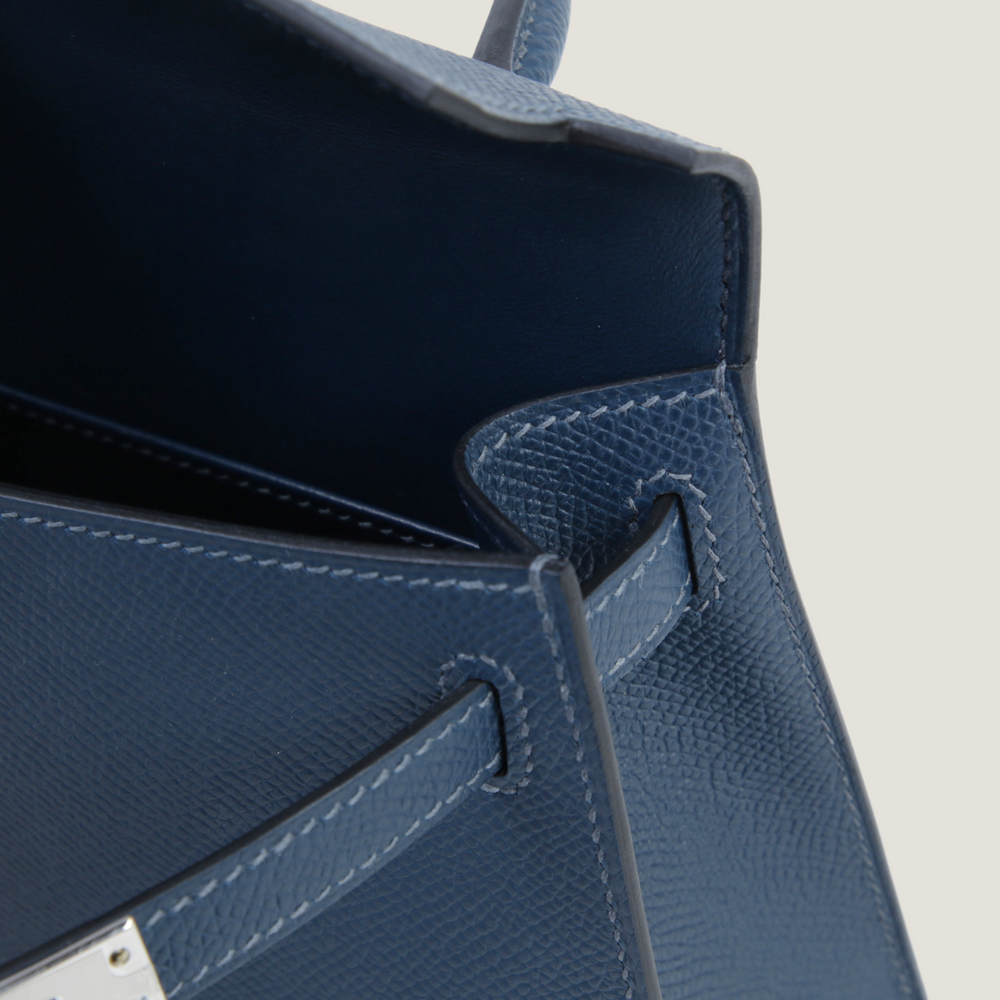 Arvelle Compact II Prussian Blue Cross-Grain Calfskin Handbag - Arvelle Paris