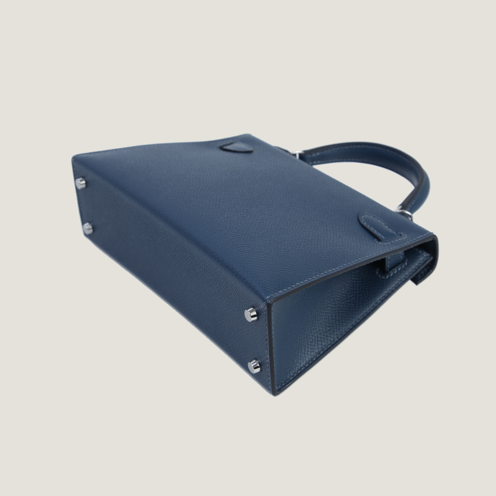 Arvelle Compact II Prussian Blue Cross-Grain Calfskin Handbag - Arvelle Paris