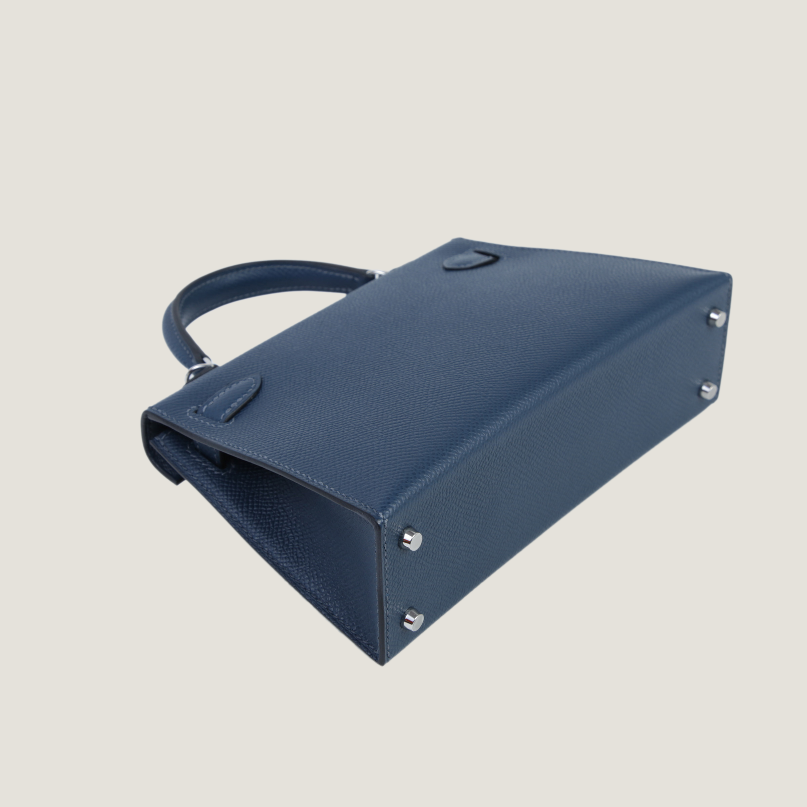 Arvelle Compact II Prussian Blue Cross-Grain Calfskin Handbag - Arvelle Paris