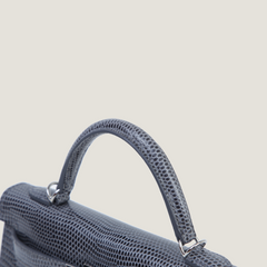 Arvelle Compact II Slate Grey Lizard Leather Handbag - Arvelle Paris