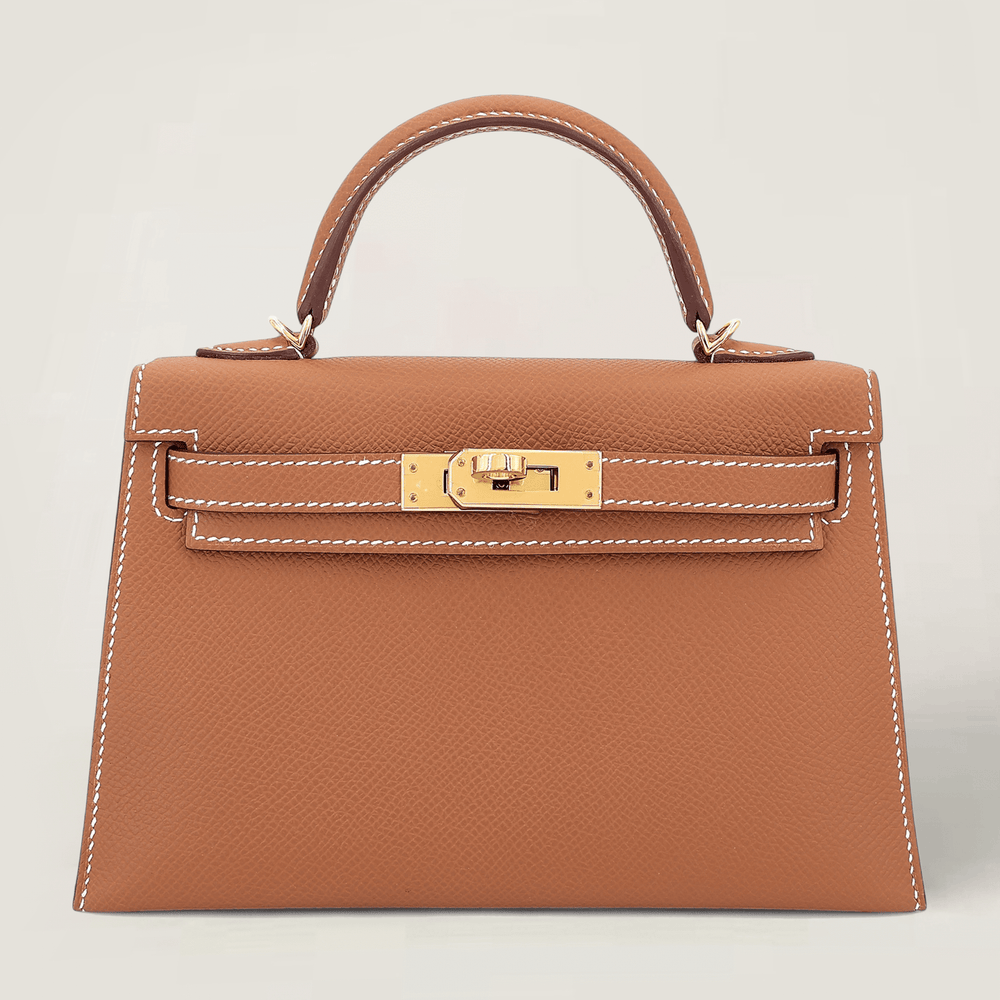 Arvelle Compact II Champagne Gold Cross-Grain Calfskin Handbag - Arvelle Paris