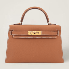 Arvelle Compact II Champagne Gold Cross-Grain Calfskin Handbag - Arvelle Paris